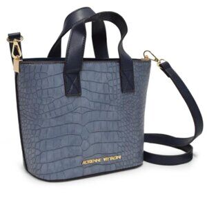 Adrienne Vittadini Blue Croc-Pattern Satchel
